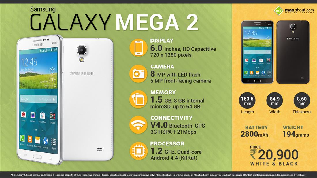 galaxy mega 2 specs