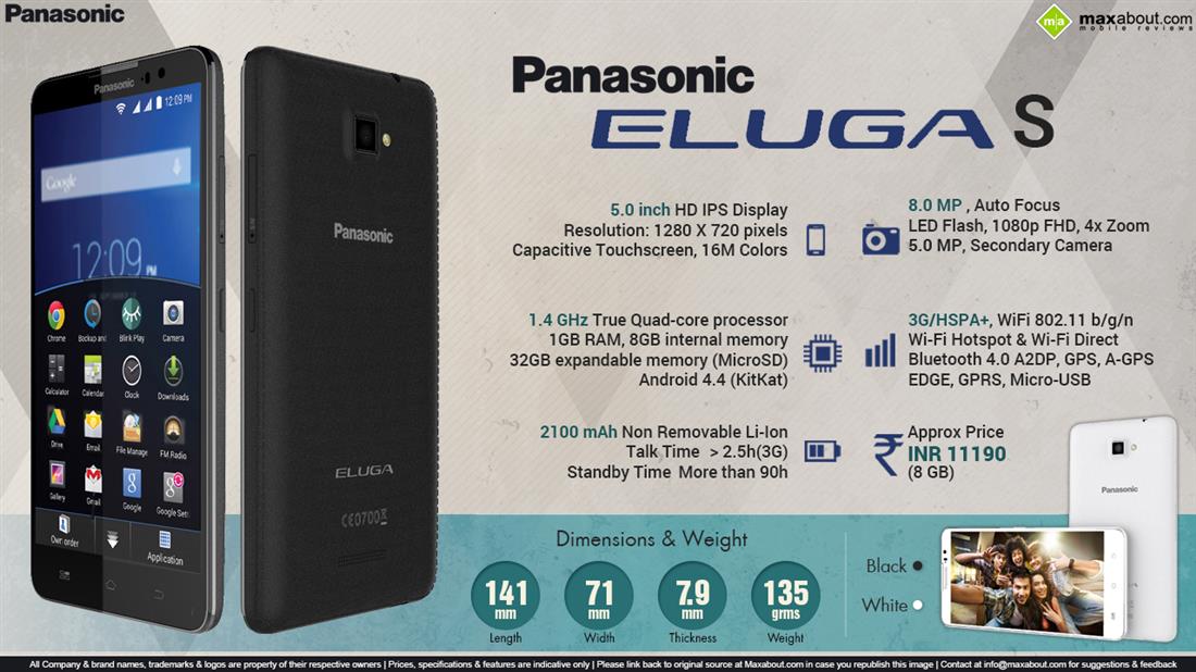 Panasonic Eluga S Features Specifications Details