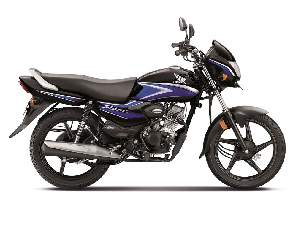 Honda Shine 100 Black with Blue Stripes - Honda's Most Affordable Motorcycle Launched in India at Rs 64,900 Honda Shine 100 Black with Blue Stripes