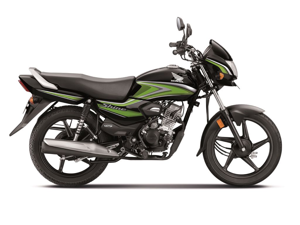 Honda Shine 100 Black with Green Stripes - Honda's Most Affordable Motorcycle Launched in India at Rs 64,900 Honda Shine 100 Black with Green Stripes