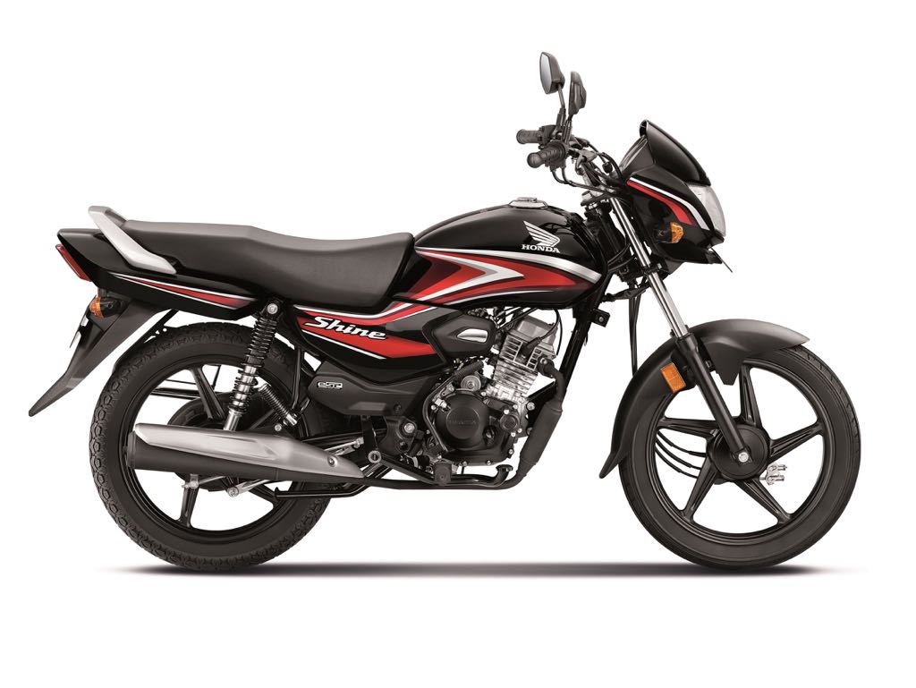 Honda Shine 100 Black with Red Stripes - Honda's Most Affordable Motorcycle Launched in India at Rs 64,900 Honda Shine 100 Black with Red Stripes