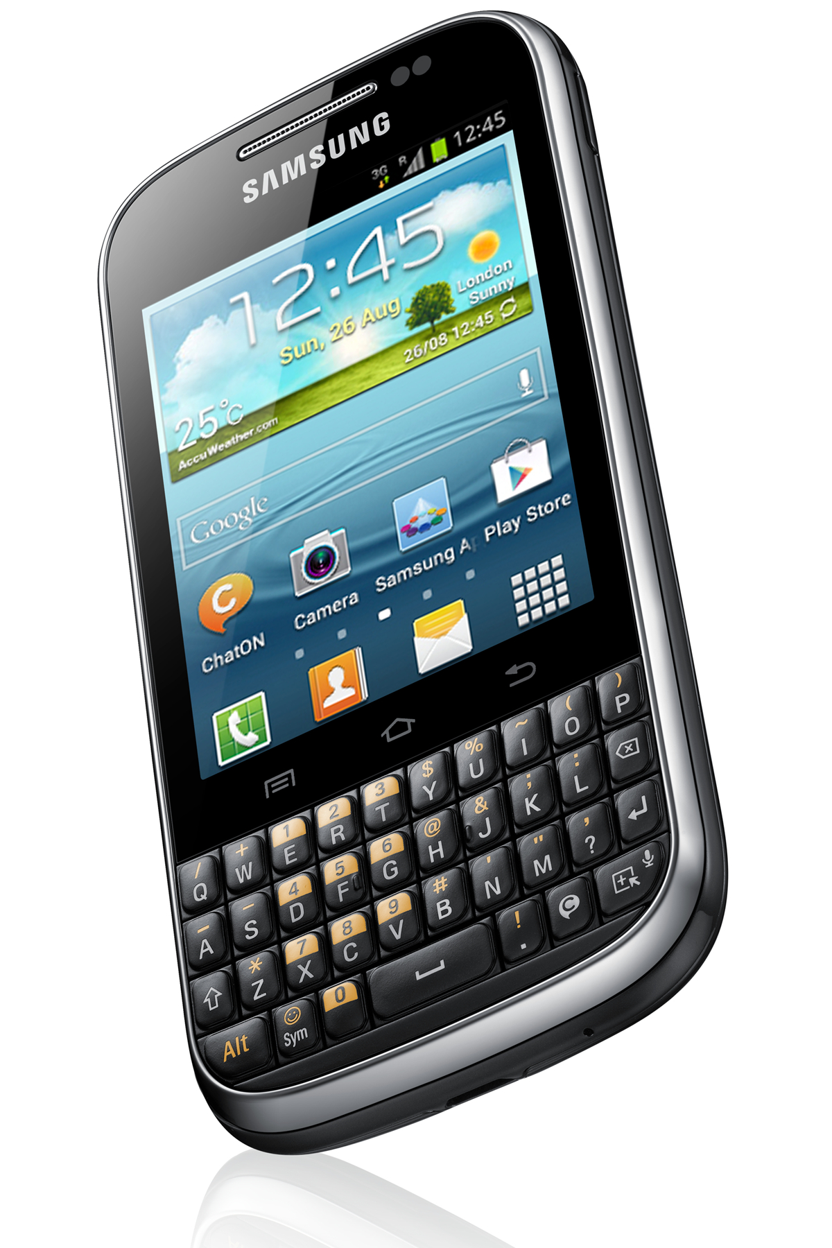 Samsung Galaxy Chat GT B5330 Front 3-Quarter View