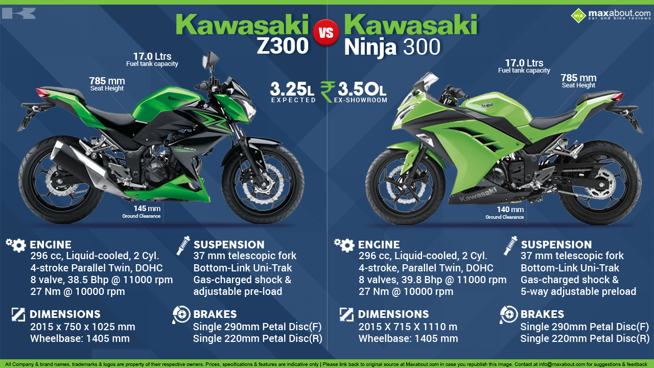 Spil befolkning Effektivitet Kawasaki Z300 vs. Kawasaki Ninja 300