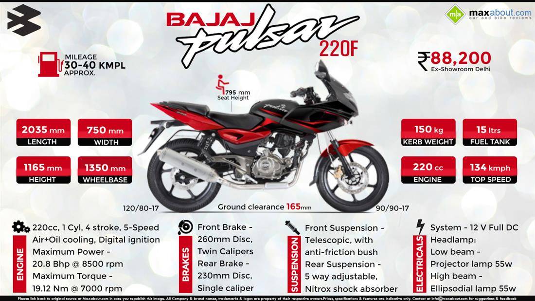 bajaj pulsar 220f spare parts price list