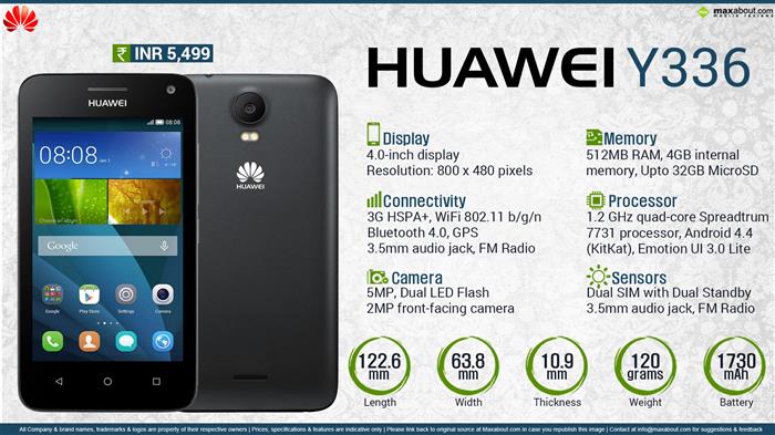 HUAWEI Y336-U02 Spécification 