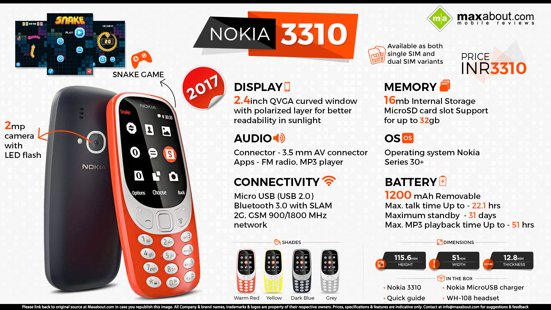 Nokia 3310 specs - PhoneArena