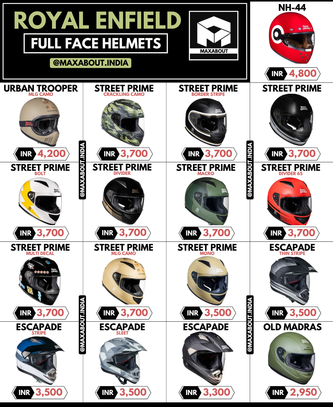 Royal Enfield Full Face Helmets Official Price List in India