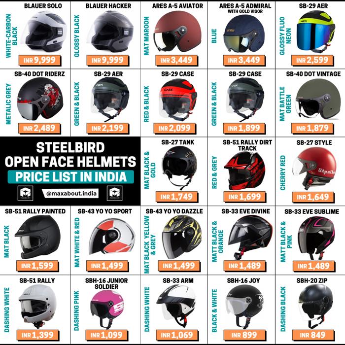 Steelbird half hot sale helmet price