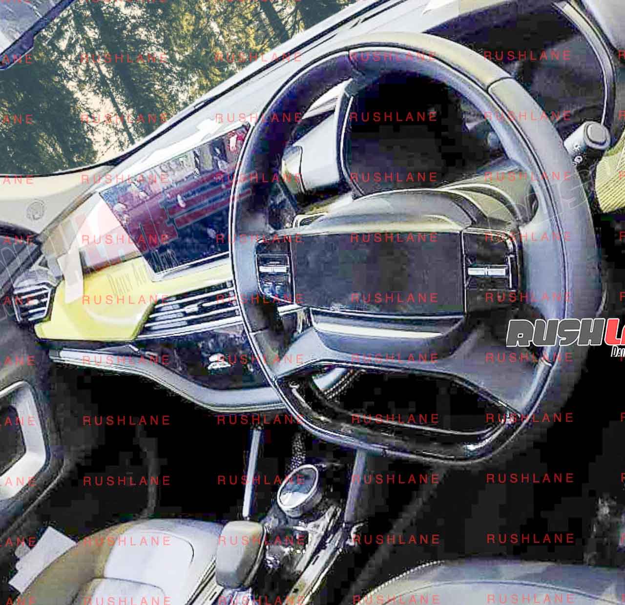 2024 Tata Safari Interior Leaked - The Steering Wheel Has A Touchscreen? - closeup
