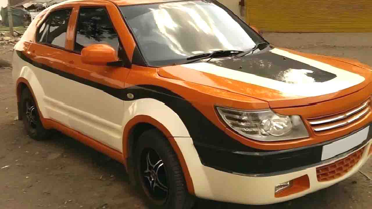 Maruti Dzire Modified To Look Like Tata Safari Storme SUV - closeup