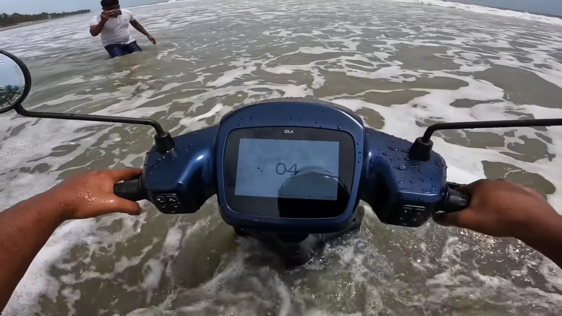 Ola in Sea 1 - Ola Electric Scooter vs Sea Salt Water - Live Photos and Details Ola in Sea 1