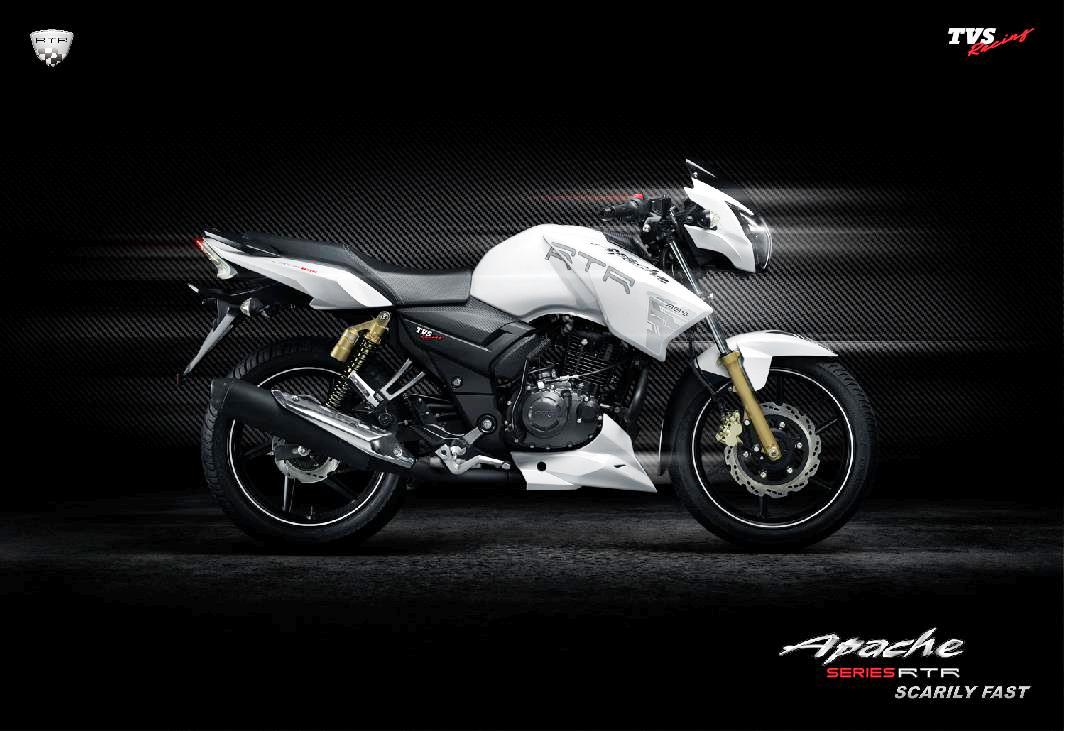 TVS Apache RTR 180 Side View White 