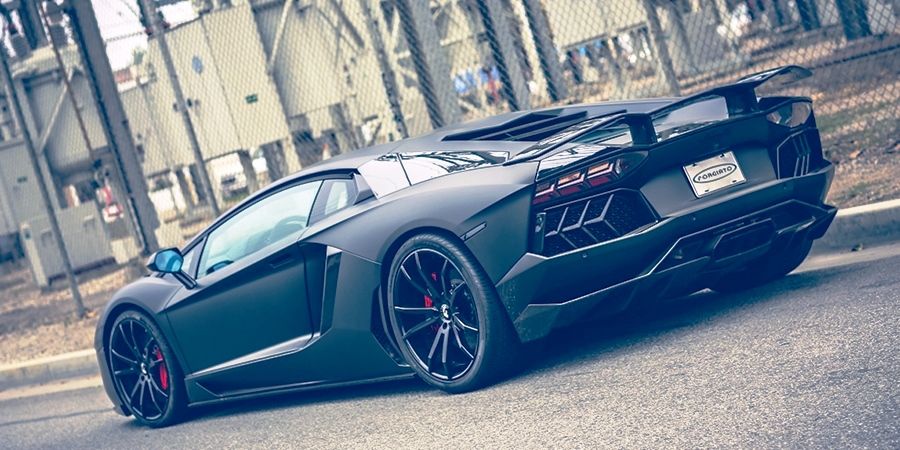 Matte Black Lamborghini Aventador by Forgiato