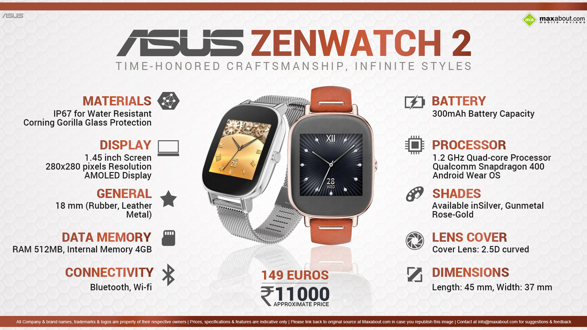 asus zenwatch 2 1.45 band size
