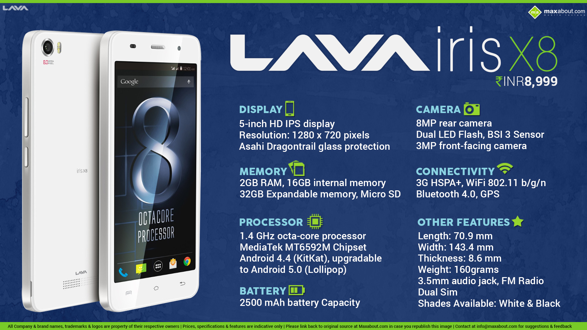 Quick Facts - Lava Iris X8